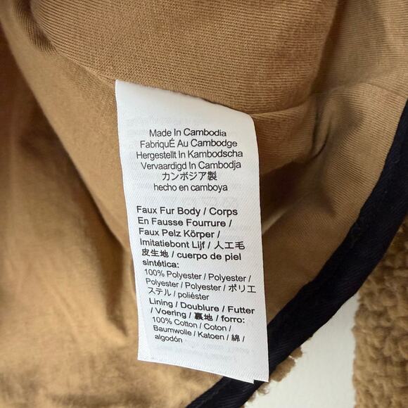 NWT J.CREW JACKET SHERPA BORG BARN CAMEL TAN BLACK LONGLINE MINIMALIST WINTER - Picture 9 of 13